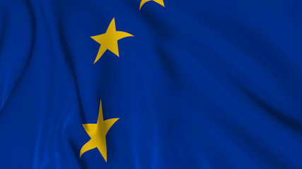 3d rendering of a european flag. The flag develops smoothly in the wind