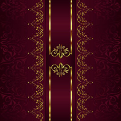 Vintage background with golden lace ornaments and art deco floral decorative elements