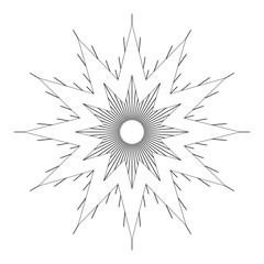 Fototapeta premium Vintage monochrome sunburst, starburst, bursting rays. Trendy cool design element isolated on white.