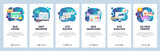 Mobile app onboarding screens. Computer bug fixing and testing, website analysis, backup. Menu vector banner template for website and mobile development. Web site design flat illustration