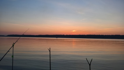 sunset fishing on the lake