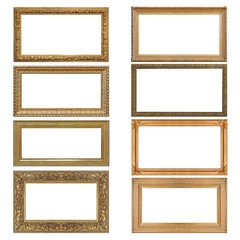 Set of golden frames for paintings, mirrors or photos