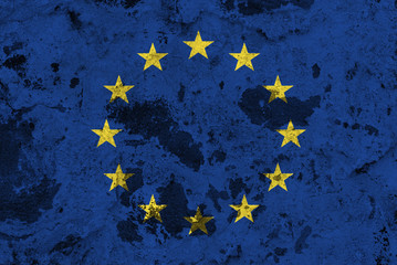 Europe EU flag on old wall