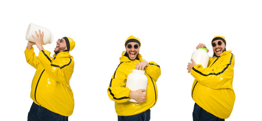 Overweight man isolated on the white