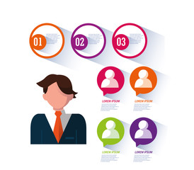 businessman with infographic and numbers