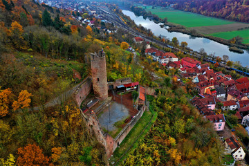 Ruine Scherenburg am Rhein - Luftbild mit Drohne