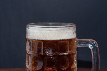 Beer bubbles in the glass top