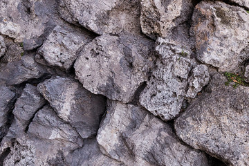 old calcareous block stone wall uneven broken broken rock calcareous background geology texture hard