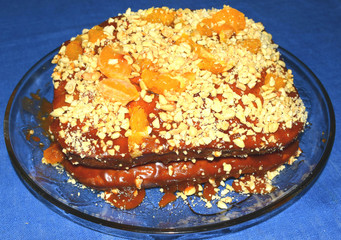 chocolate cake with peanuts