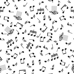 Seamless vector music notes symbols design pattern.
