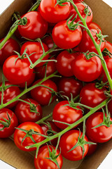 mini ripe cherry tomato ketchup base sauce red background vegetable cratoon basket