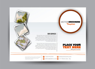 Flyer, brochure, billboard template design landscape orientation for business, education, school, presentation, website. Orange color. Editable vector illustration.