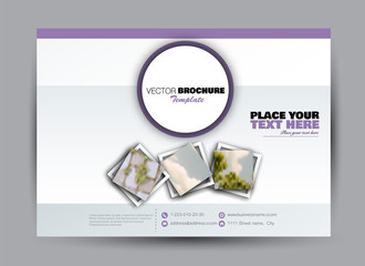 Flyer, brochure, billboard template design landscape orientation for business, education, school, presentation, website. Purple color. Editable vector illustration.