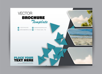 Flyer, brochure, billboard template design landscape orientation for business, education, school, presentation, website. Blue color. Editable vector illustration.
