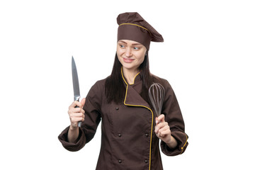 cook with knife and whisk