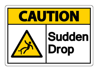 Caution Sudden Drop Symbol Sign On White Background,Vector Illustration