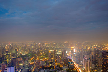 Fototapeta na wymiar Night time view over Bangkok, Thailand