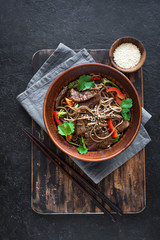 Stir fried soba and beef