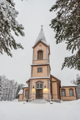 Fototapeta na wymiar Church in Sirkka in Lapland, Finland