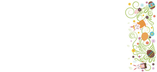 Happy Easter colored Easter eggs white background