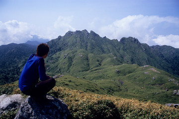Naklejka na ściany i meble View of Mt.Nagata-Dake from the summit of Miyanoura - 屋久島の宮之浦岳山頂から永田岳を望む