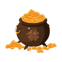 saint patrick cauldron with treasure coins