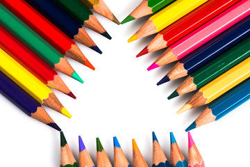 colored pencils close up. pencils for drawing. colored pencils