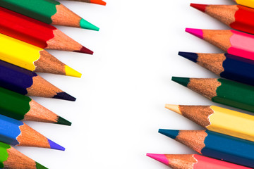 colored pencils close up. pencils for drawing. colored pencils