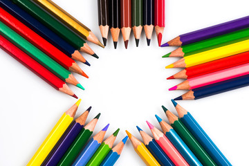 colored pencils close up. pencils for drawing. colored pencils