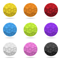 Set of Vector Colorful Magic Spheres with Shadow. Colored Abstract Balls. Paper Effect. Vector illustration for Your Design, Web.