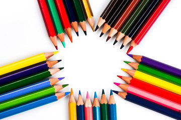 colored pencils close up. pencils for drawing. colored pencils