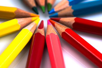 Naklejka premium colored pencils close up. pencils for drawing. colored pencils