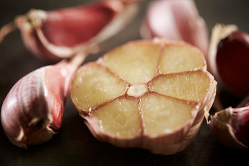 Cut in half garlic