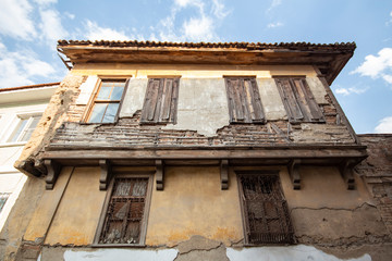 Antique architecture, historical building, antique window, antique door, window view, door view, antique building facade, historical building facade