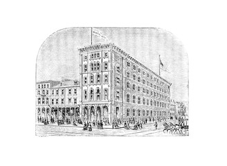 Philadelphia city. Engraving illustration