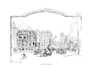 Philadelphia city. Engraving illustration