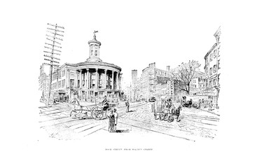 Philadelphia city. Engraving illustration