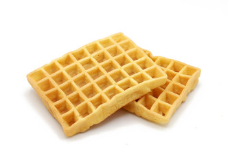 fresh belgian waffles isolated  on white background