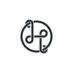 Ring inside letter H vector symbol design