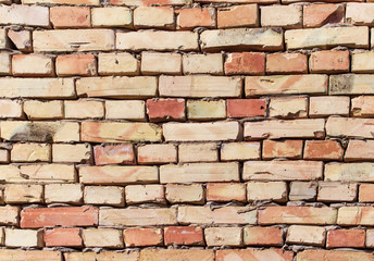 A wall of bricks in a house under construction as an abstract background