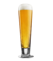 Glass of beer isolated on a white background