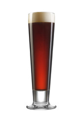 Glass of dark beer isolated on a white background