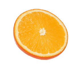 Fresh juicy orange slice isolated on white