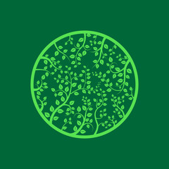 Tree branches and leaves, round vector background