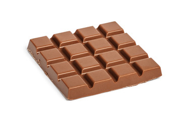 Milk chocolate bar isolated on white background