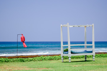 Summerhouse near ocean shore