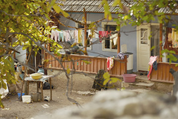 Fototapeta na wymiar Poverty and rural life in Moldova. Dwell in the slums of eastern Europe.