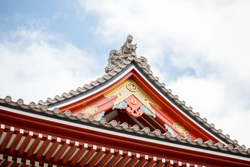 japan temple roof and blue sky