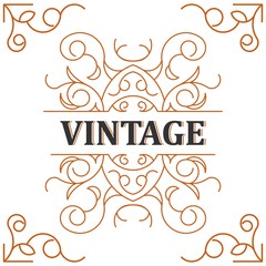 Vintage label frame ornament retro style