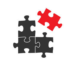 Fototapeta premium Simple illustration of a four pieces puzzle isolated on white background.